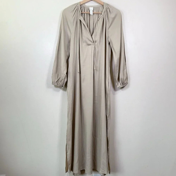 H&M Womens Size Xsmall Calf  Length Oversize Beige Midi Dress - Picture 4 of 16